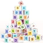 Asago Magnetic Blocks ABC 123 Alphabet Colorful Printed, Building Blocks for Toddler 1-3, Magnet Cubes Sensory Toys, Preschool Early Learning Number,Letter,Animals,Education for Kids Age 1 2 3
