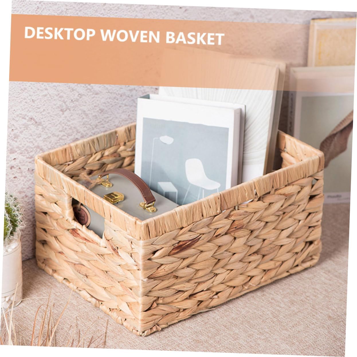 KICHOUSE Multi-functional Storage Basket for Closet Natural Style Woven Basket Office Organizer