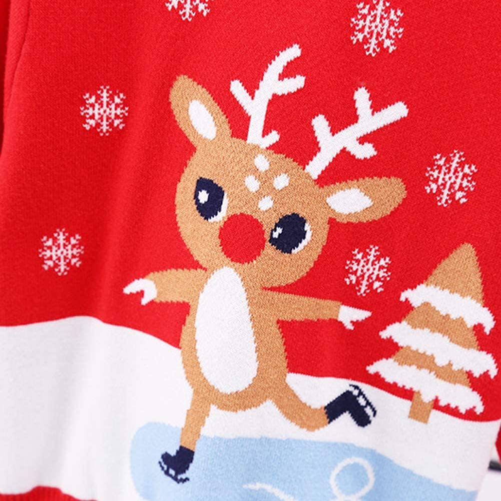 Girl Ugly Christmas Sweater - Boy Double Layer Knitted Reindeer Holiday Xmas Pullover Sweater Kids 2-9 Years Old - Image 5
