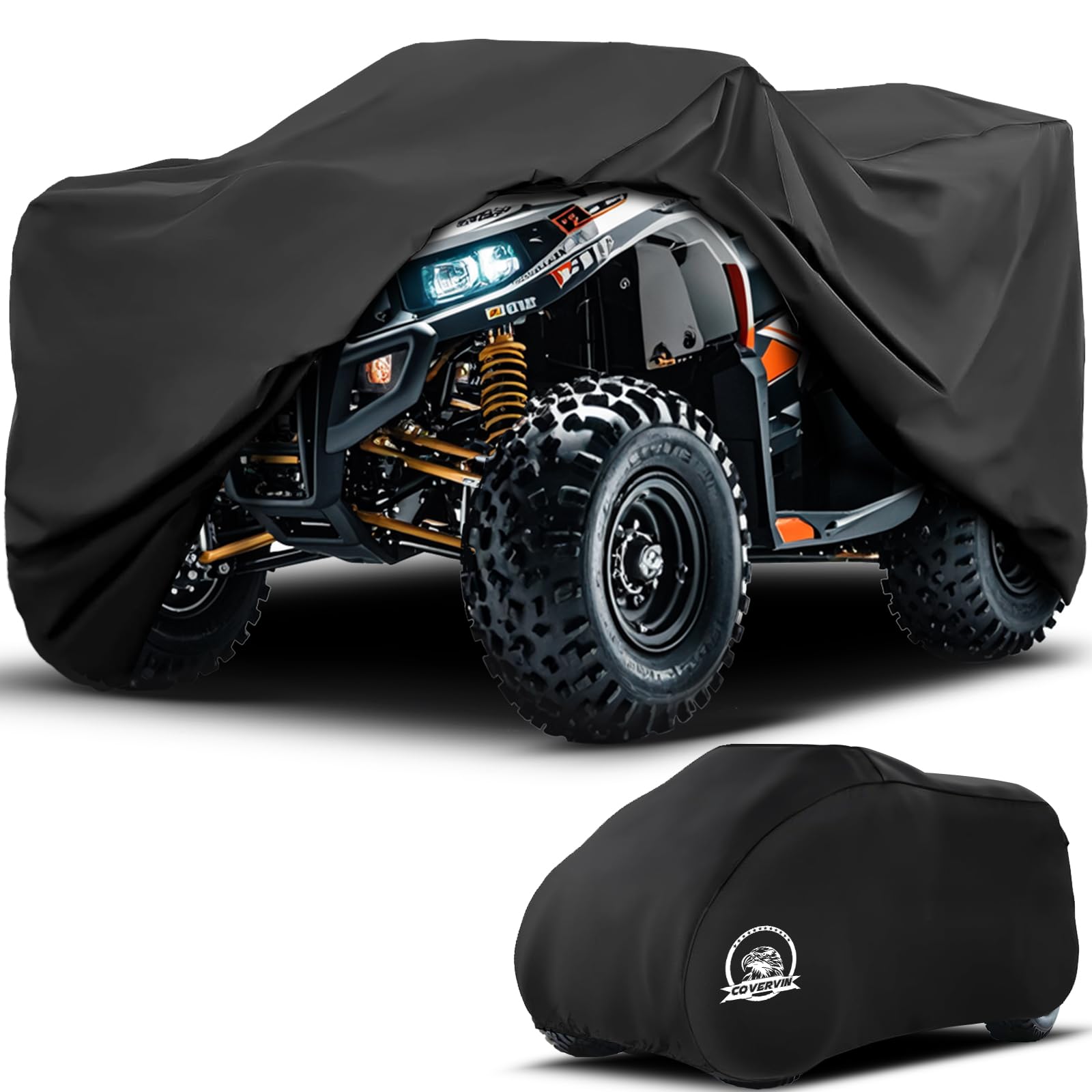 COVERVIN ATV Cover Waterproof Heavy Duty, All Weather Rain and Sunproof 4 Wheel Cover Quad Cover for Honda Suzuki Kawasaki Yamaha Polaris 100''L x 43'