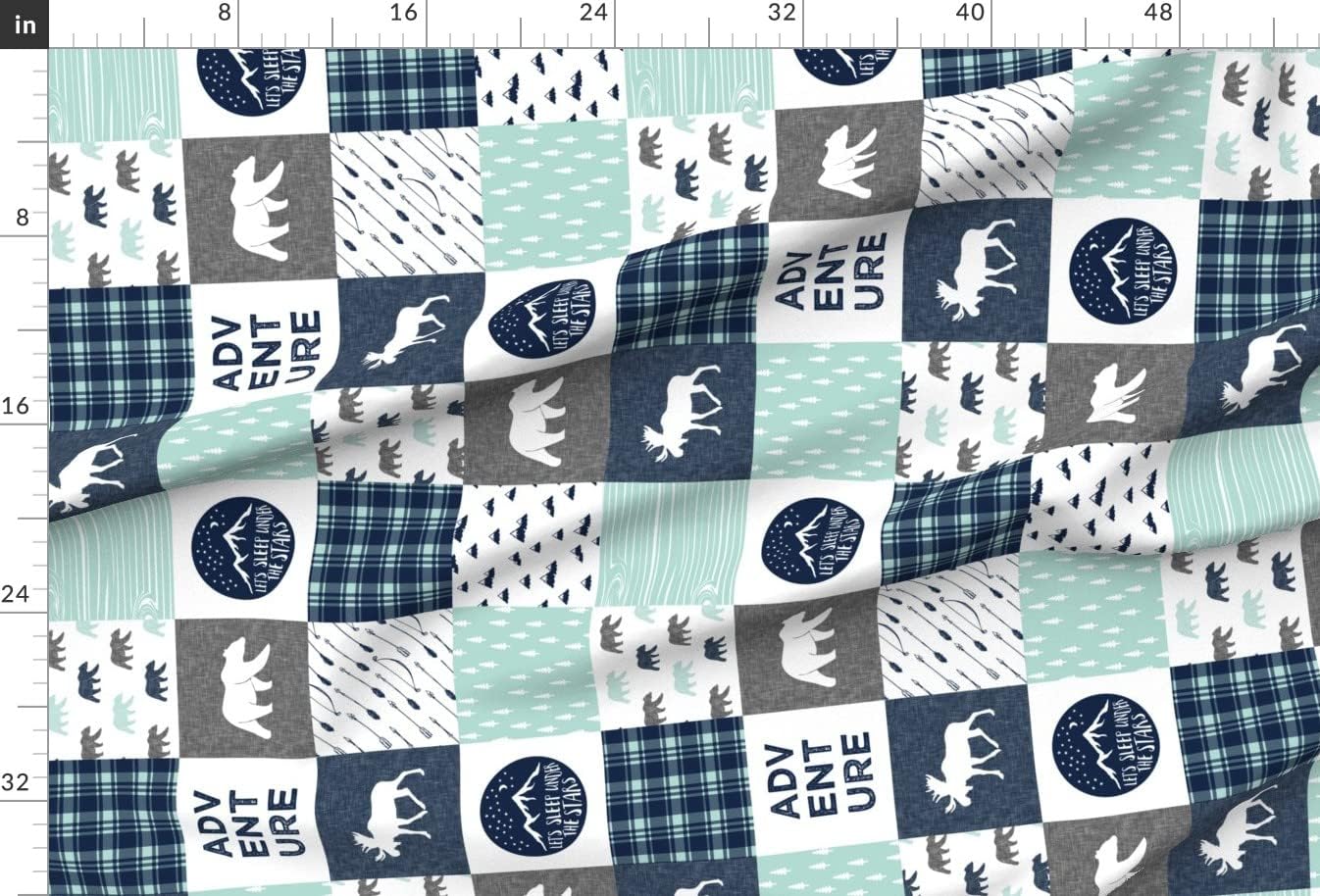 Spoonflower Fabric - Happy Camper Wholecloth Moose Camping Arrows Bear Outdoors Patchwork Printed on Minky Fabric by The Yard - Sewing Baby Blankets Quilt Backing Plush