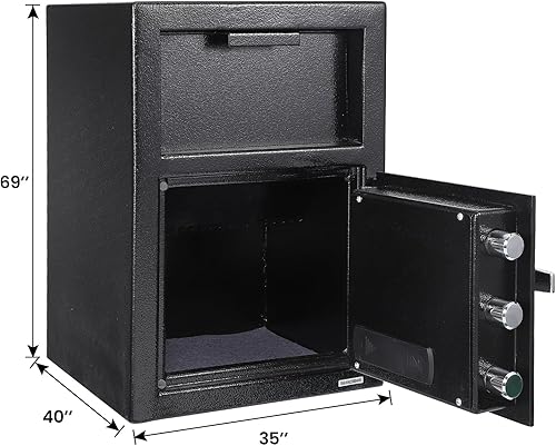 Miniatura 2 de Caja fuerte de acero resistente de 2.5 pies cúbicos con teclado digital y ranura de depósito, 20 x 15.7 x 13.8 pulgadas, caja de seguridad