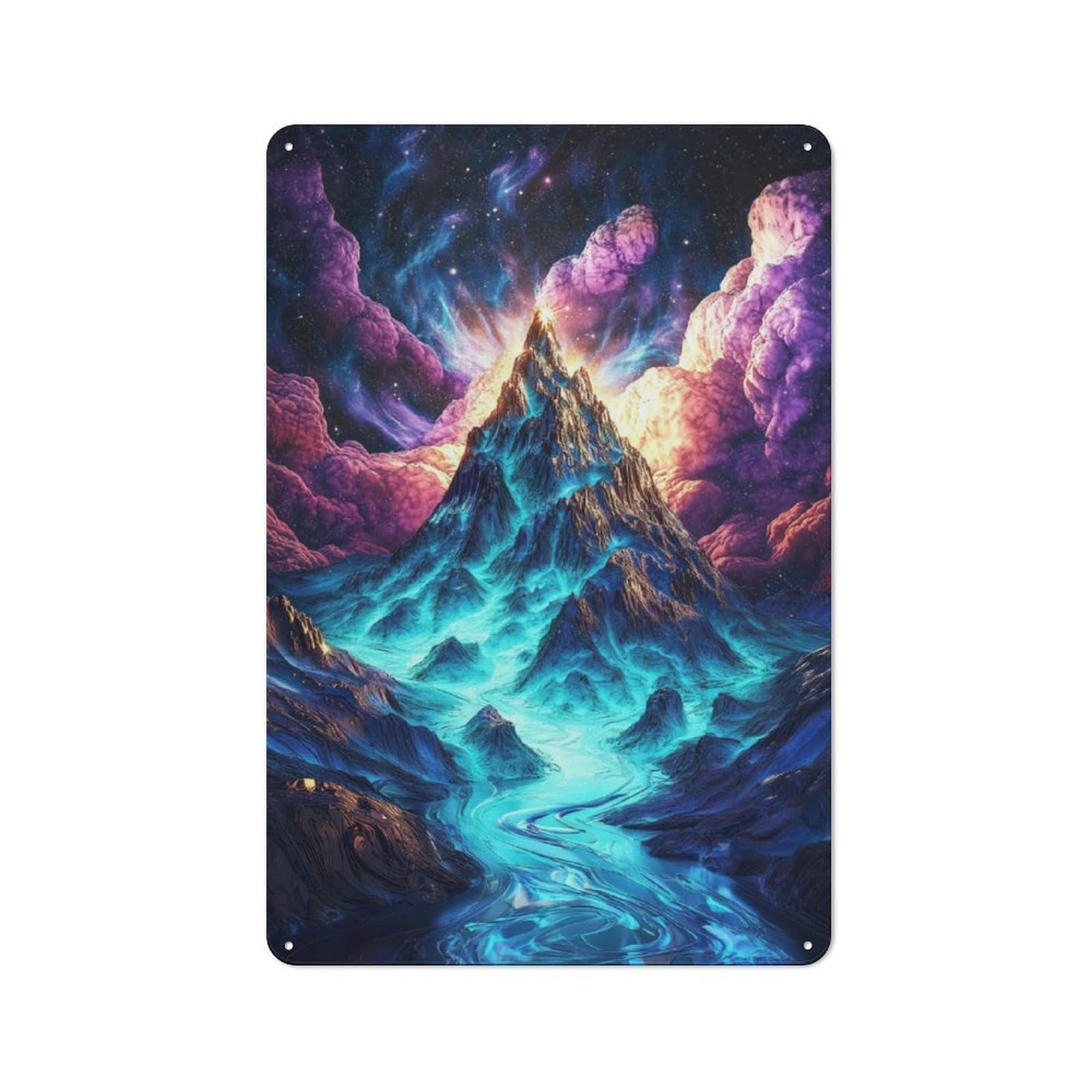 Junmoney Cosmic Mountain Peak Vintage Tin Sign 30X20cm With For Guest Room Or Hallway, For Themed Room Decoration, For Vintage Wall Decor Fans