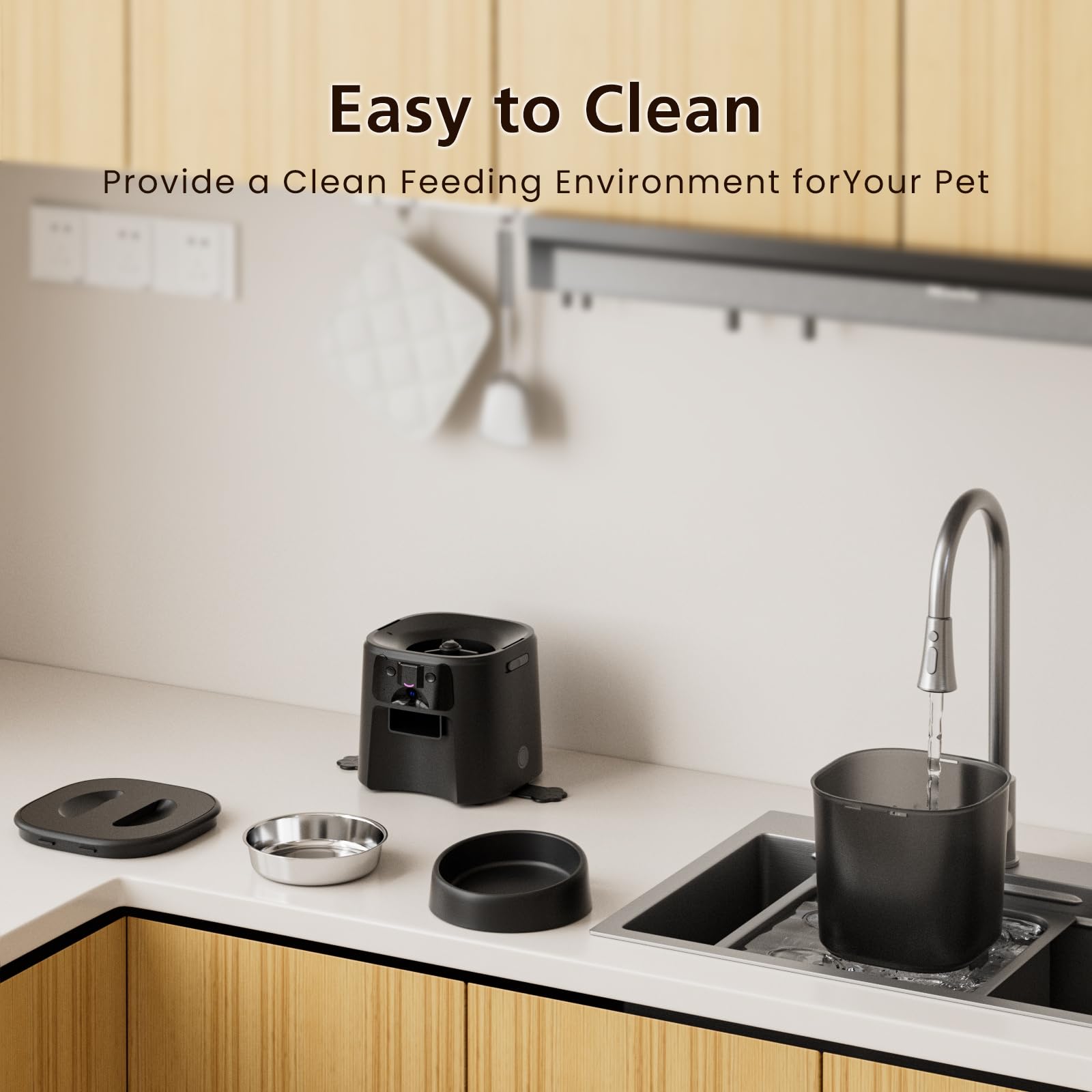 Alimentatore automatico per gatti con fotocamera, alimentatore intelligente WiFi 4L con controllo APP, video HD 1080p, visione notturna, chiamata vocale, rilevamento del movimento, doppia
