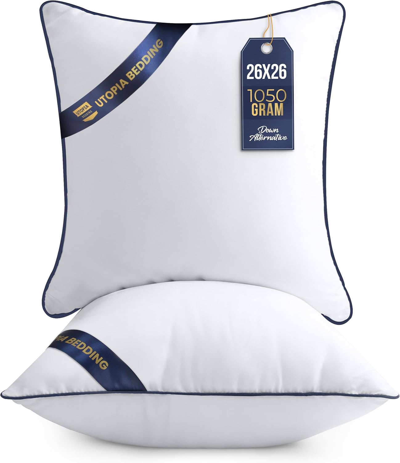 Utopia Bedding Throw Pillow Inserts (Pack of 2, White), 26 x 26 Inches Decorative Indoor Pillows for Sofa, Bed, Couch, Cushion Sham Stuffer