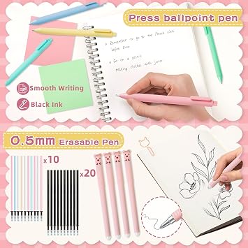82pcs Aesthetic School Supplies Stationery Set with Pencil Case,Pastel Highlighters Gel Pens Mechanical Pencils 0.5 & 0.7mm,Essentials Stationary Set for Students Back to School Supplies(Pink)