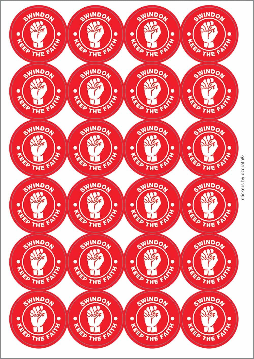 Swindon Keep The Faith Northern Soul Circular Matt Paper Stickers A4 Sheet of 24 (Each Sticker is 45mm Diameter)