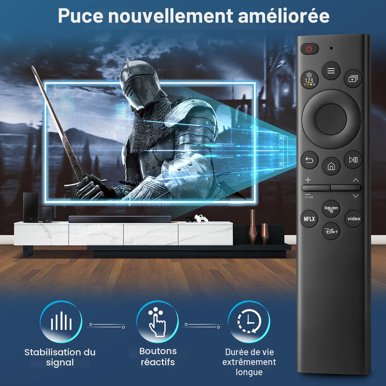Télécommande Universelle de Remplacement pour TV Samsung - Télécommande Intelligente avec Boutons Raccourcis pour Téléviseurs Samsung