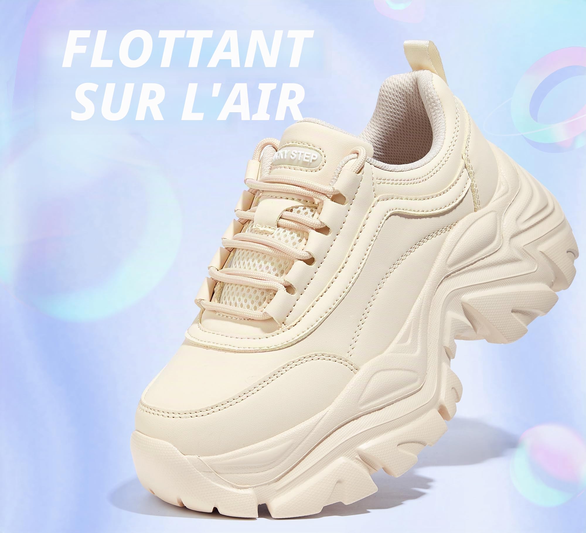 LUCKY STEP Grosses Baskets pour Femmes, Chaussures décontractées à Plateforme Tendance, Baskets Confortables à Talons compensés