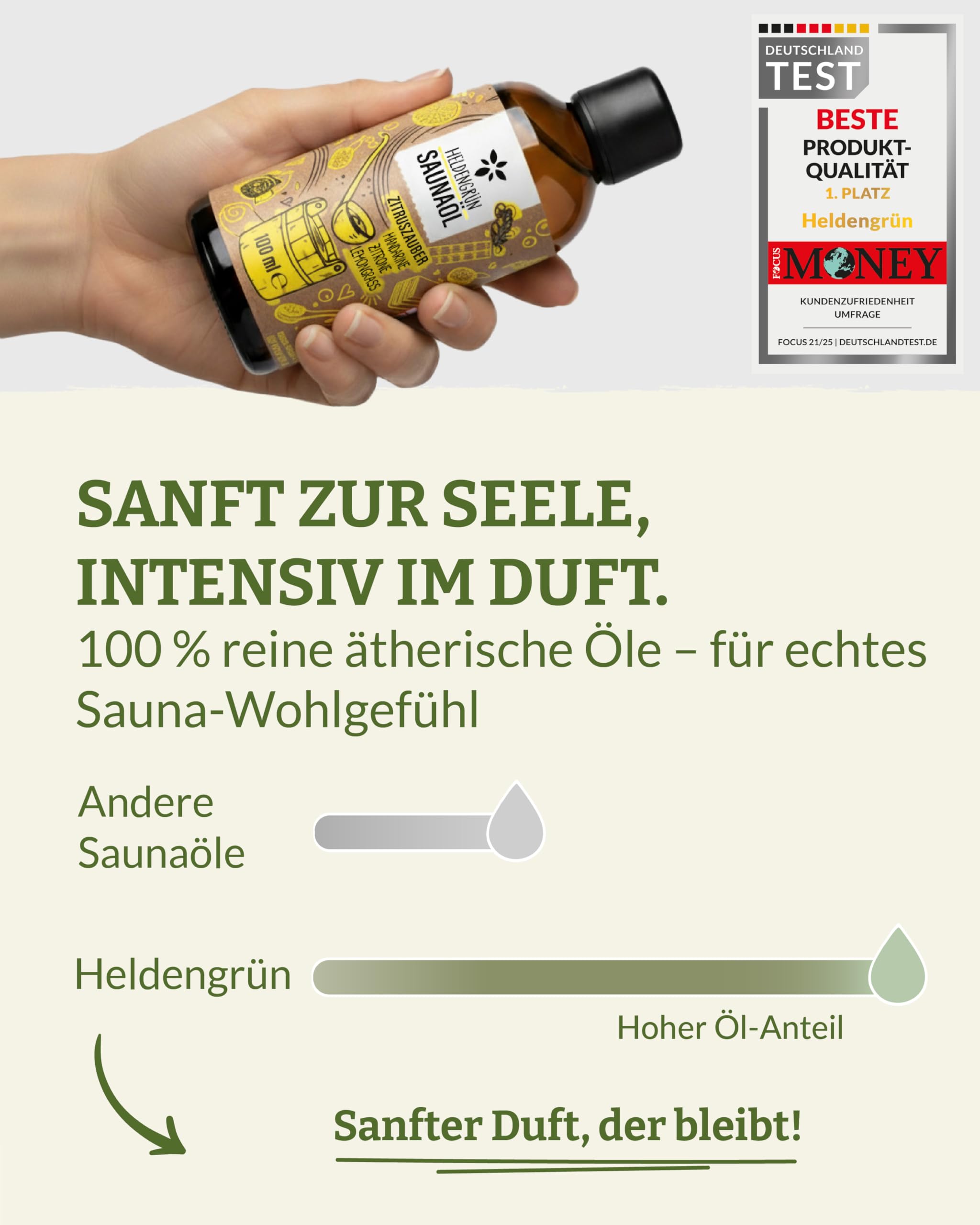 Heldengrün BIO Saunaaufguss Set 3er Duftmix mit ätherischen Bio-Ölen 60 Anwendungen Sauna Konzentrat