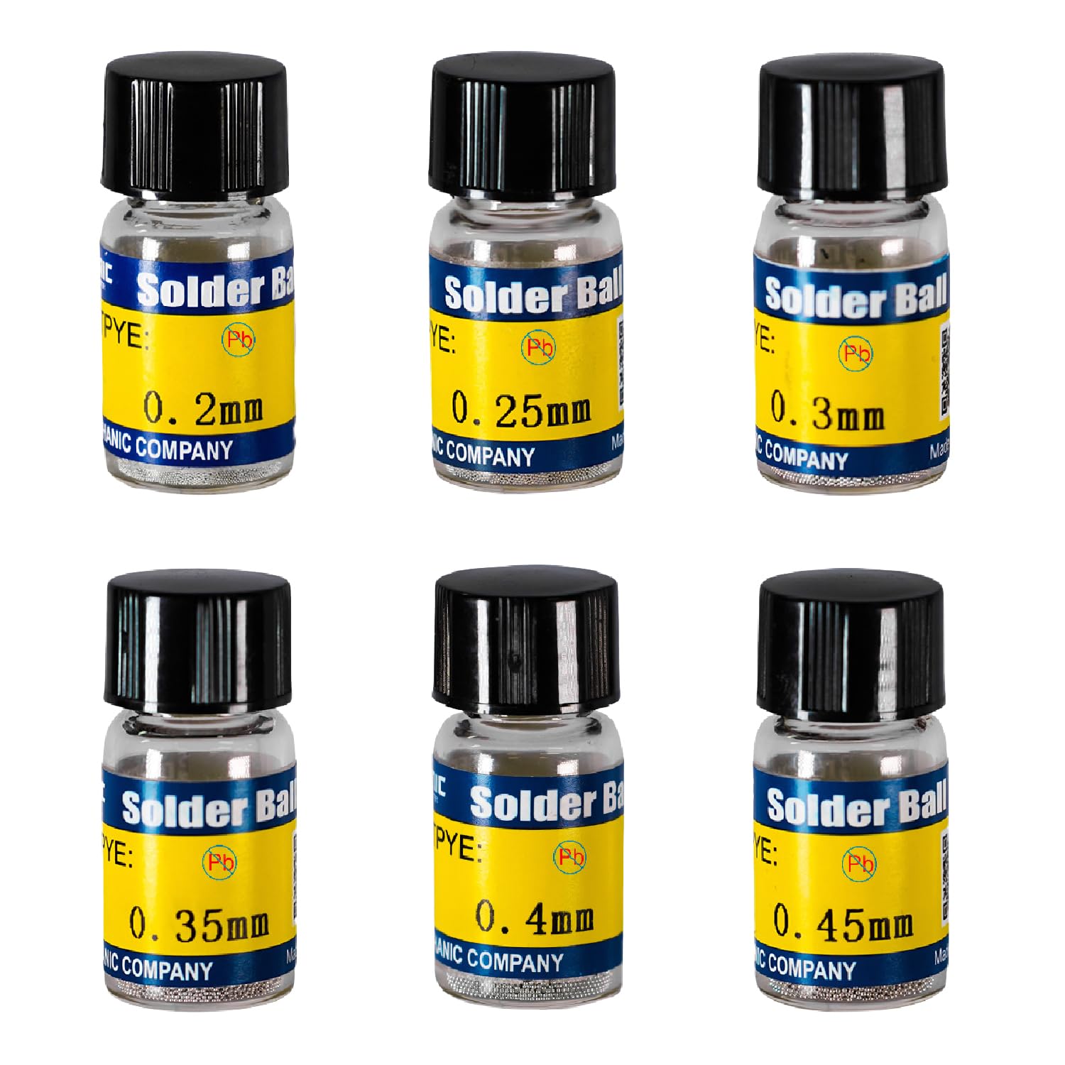 Bola de soldadura de montaje, 6 botellas, bola de soldadura de estaño, bola de soldadura de estaño, bola de soldadura de estaño, plantillas universales para chip PCB de 0,2, 0,25, 0,3, 0,35, 0,4, 0,45