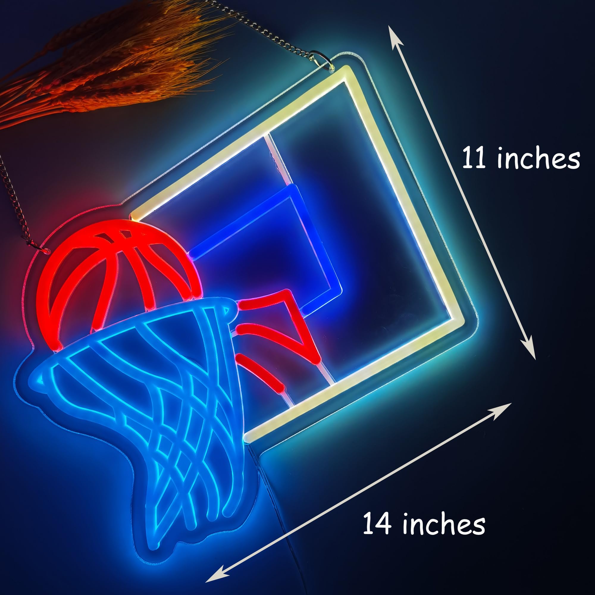 SOEUCOF Basketball Neon Sign,Innovative Integral Forming Process,With Dimmable Switch For All Holiday Party and Home Decoration,14inch,Colorful