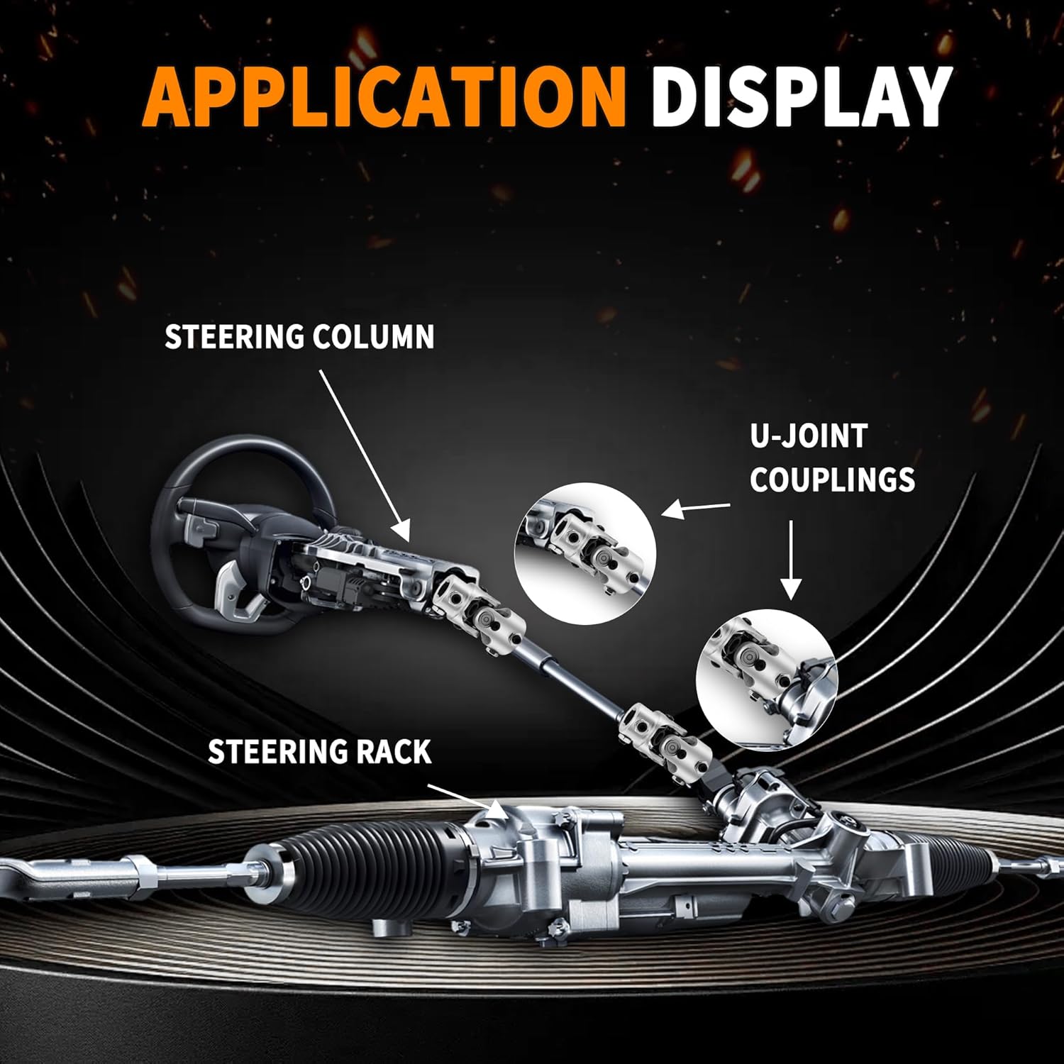 1" Round x 3/4" DD Chrome Steering Universal Joint Single U Joint Shaft,Total Length: 83mm (3-1/4")