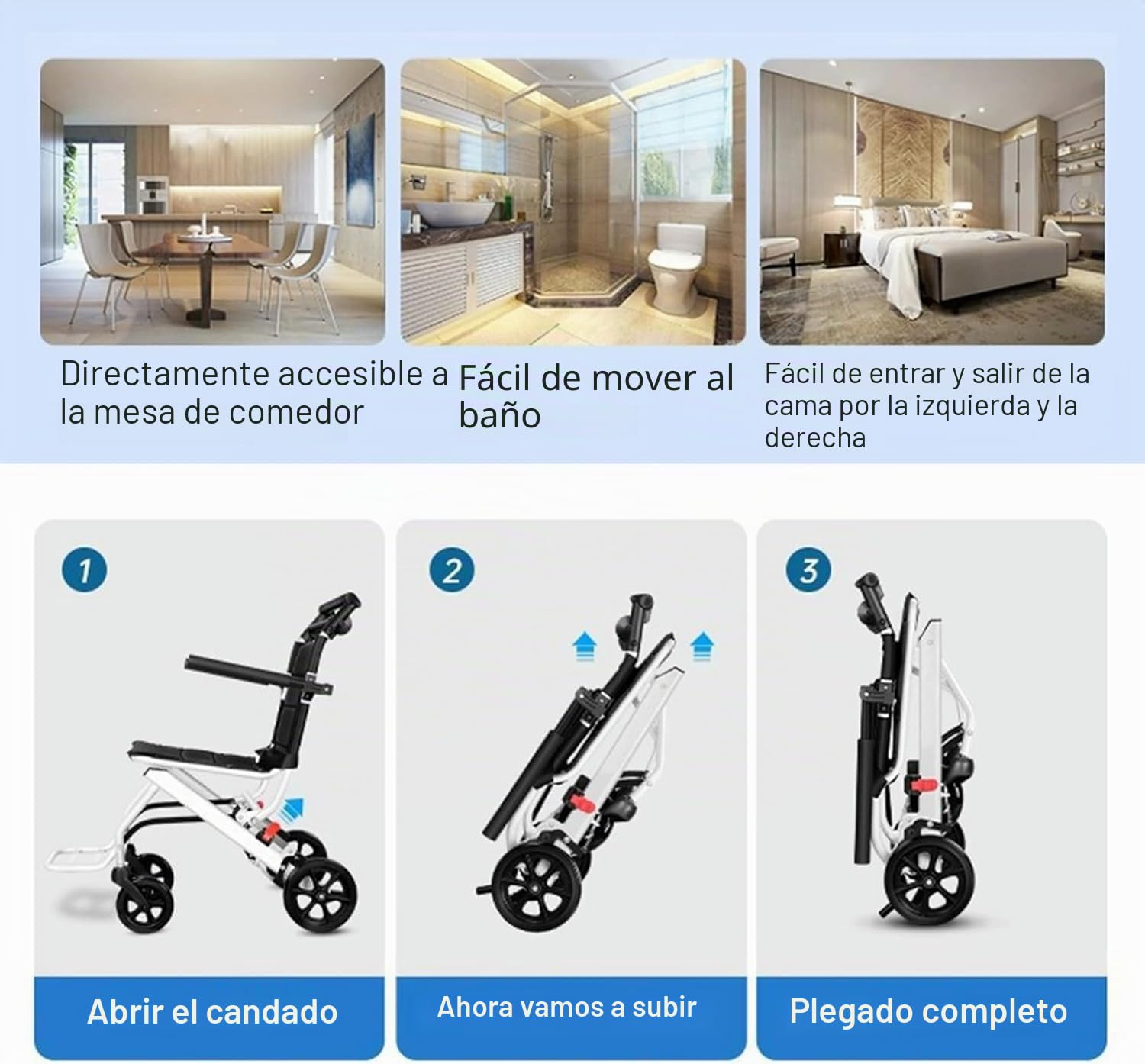 Silla de ruedas de transporte súper ligera para adultos (18 libras), plegable, portátil con frenos de bloqueo, capacidad de 230 libras | Silla de ruedas para adultos