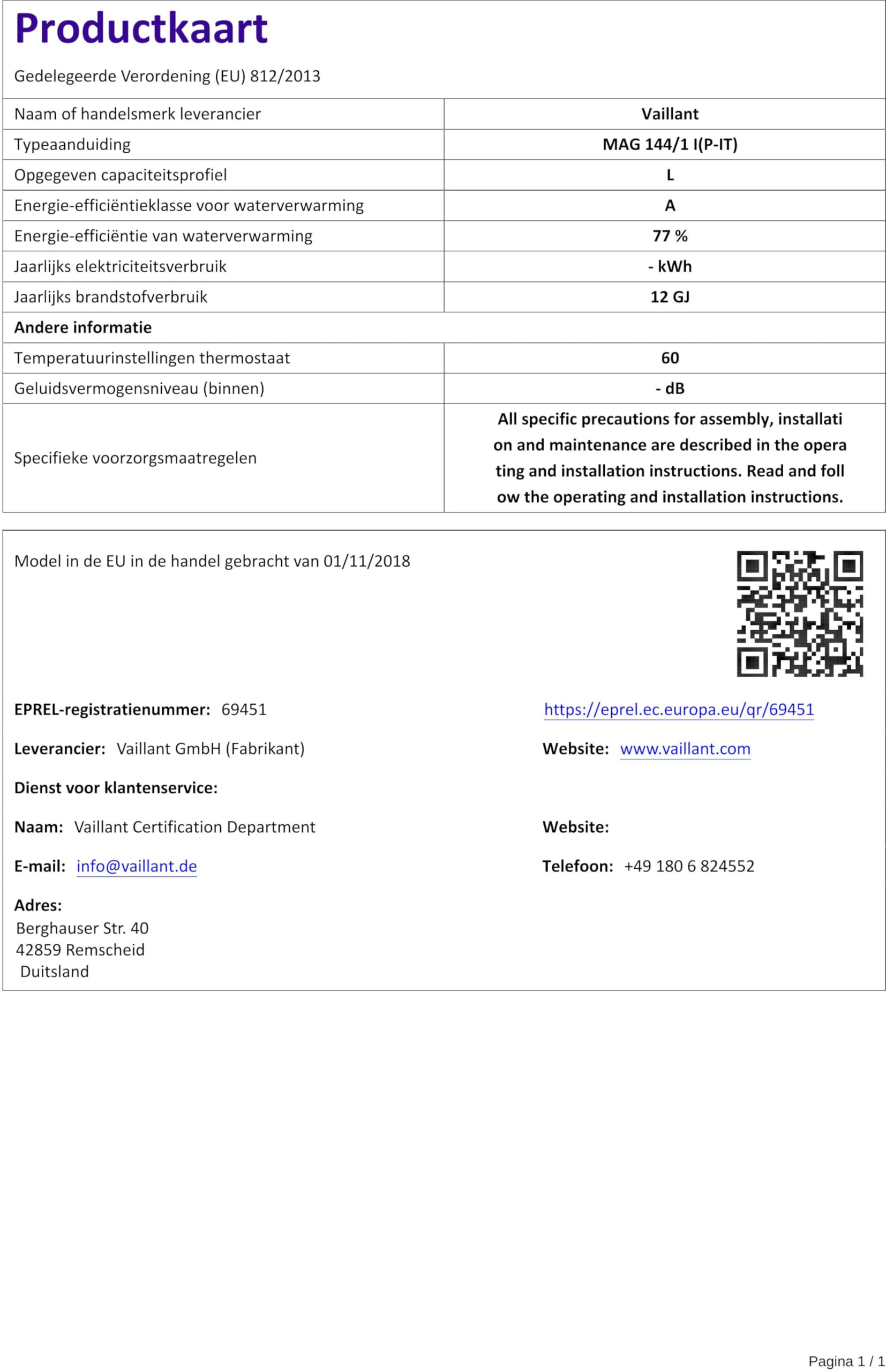 Vaillant Atmomag Chauffe-eau, 10022573