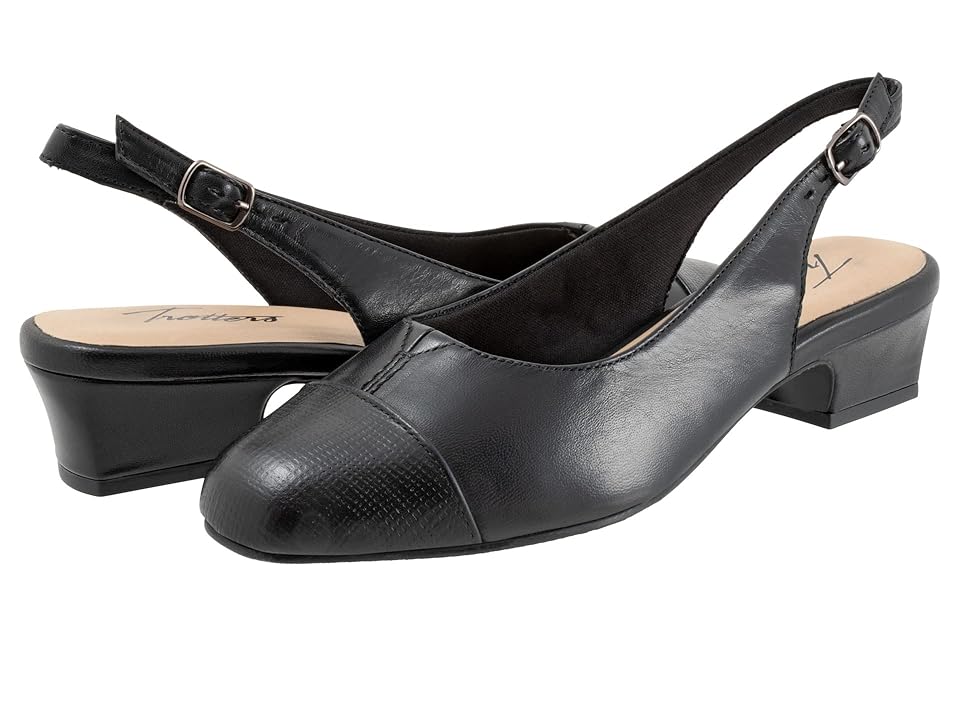 Trotters Dea (Black Embossed) Women's Shoes INTERNATIONAL SHIPPING