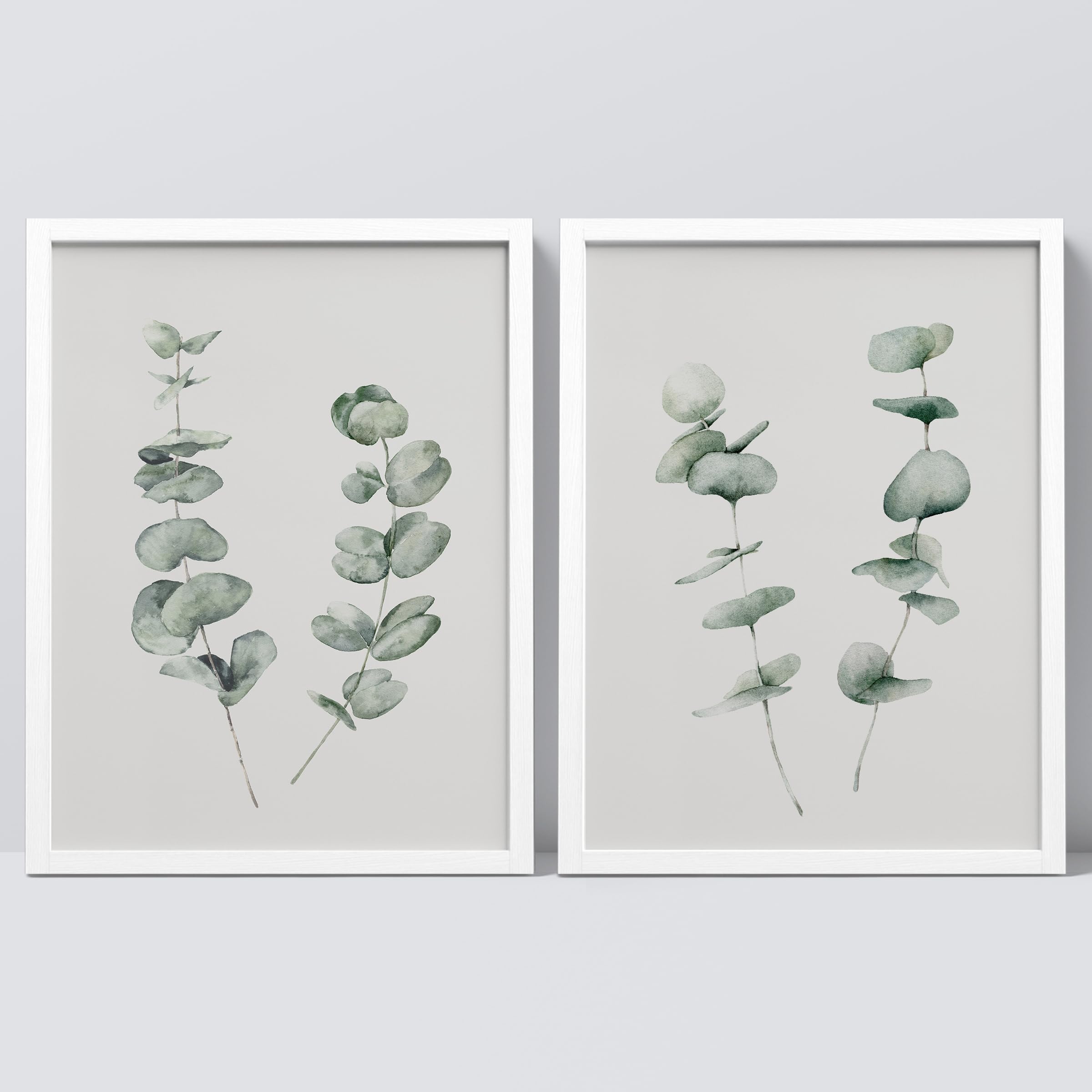 SIGNWIN Framed Set Duotone Sage Green Forest Plants Wall Art, Set of 2 Floral Botanical Wall Décor Prints, Nature Wilderness Wall Décor for Living