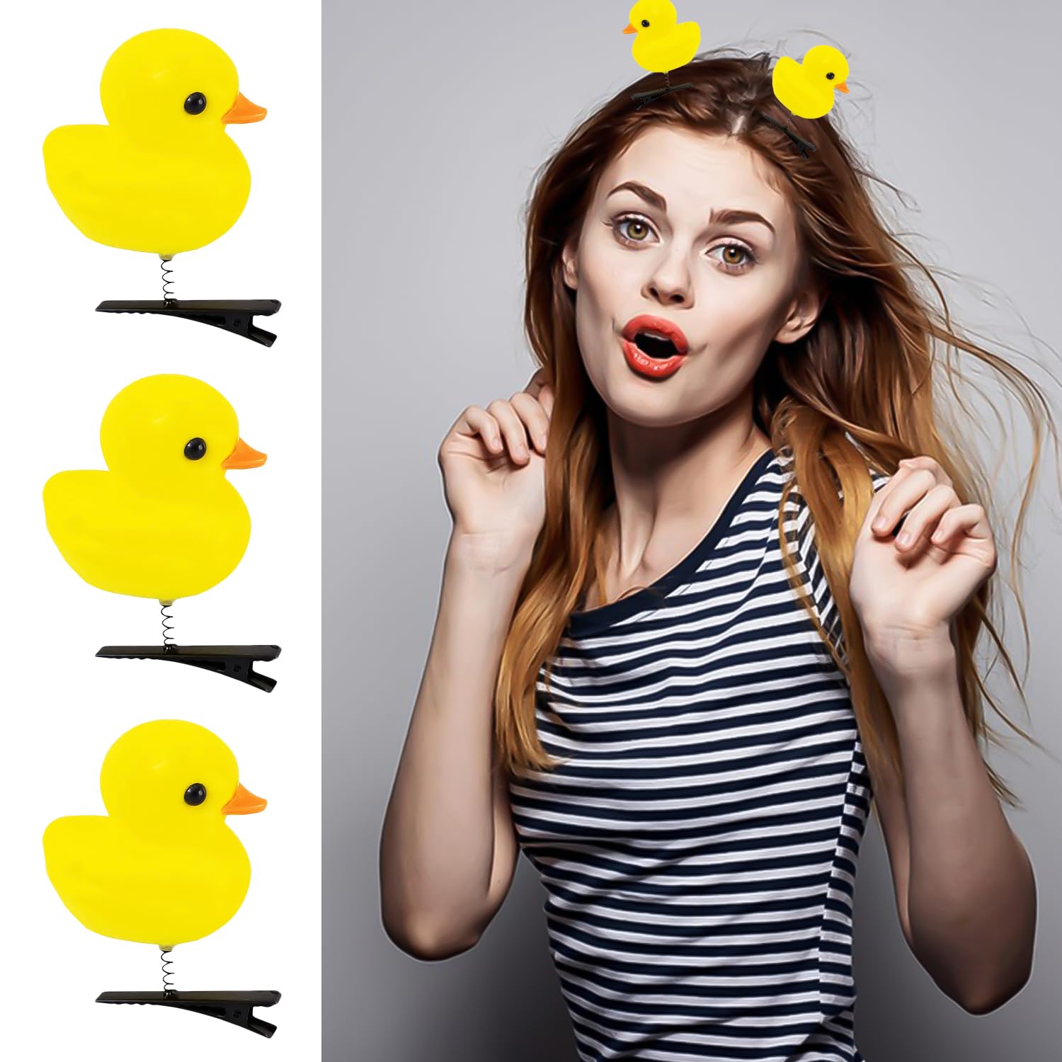 DVOFU 6Pieces Duck Hair Clips Holiday Women Men Party Decor Yellow Kawaii Cartoon Duck Hair Accessories for Adults Children Party Props - Image 2