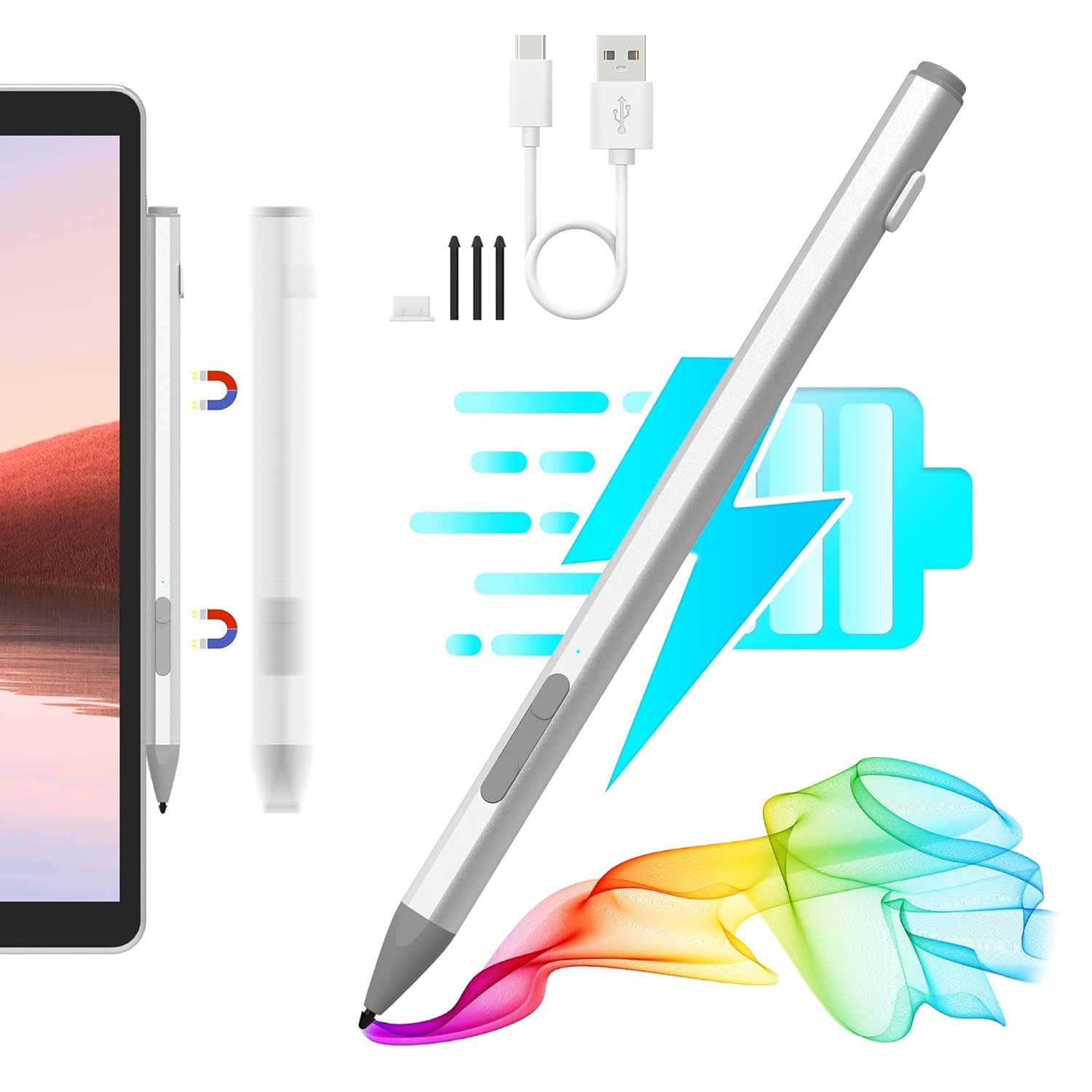 Microsoft Surface Pen – Surface Pro Pen Stylus with 4096 Levels Pressure, USB-C Fast Charge, for Microsoft Surface Pro 11/10/9/8/X/7+/7/6/5/4/3, Surface Go 4/3/2/1, Surface Laptop/Studio/Book 4/3/2/1 Microsoft Surface Pen – Surface Pro Pen Stylus with 4096 Levels Pressure, USB-C Fast Charge, for Microsoft Surface Pro 11/10/9/8/X/7+/7/6/5/4/3, Surface Go 4/3/2/1, Surface Laptop/Studio/Book 4/3/2/1