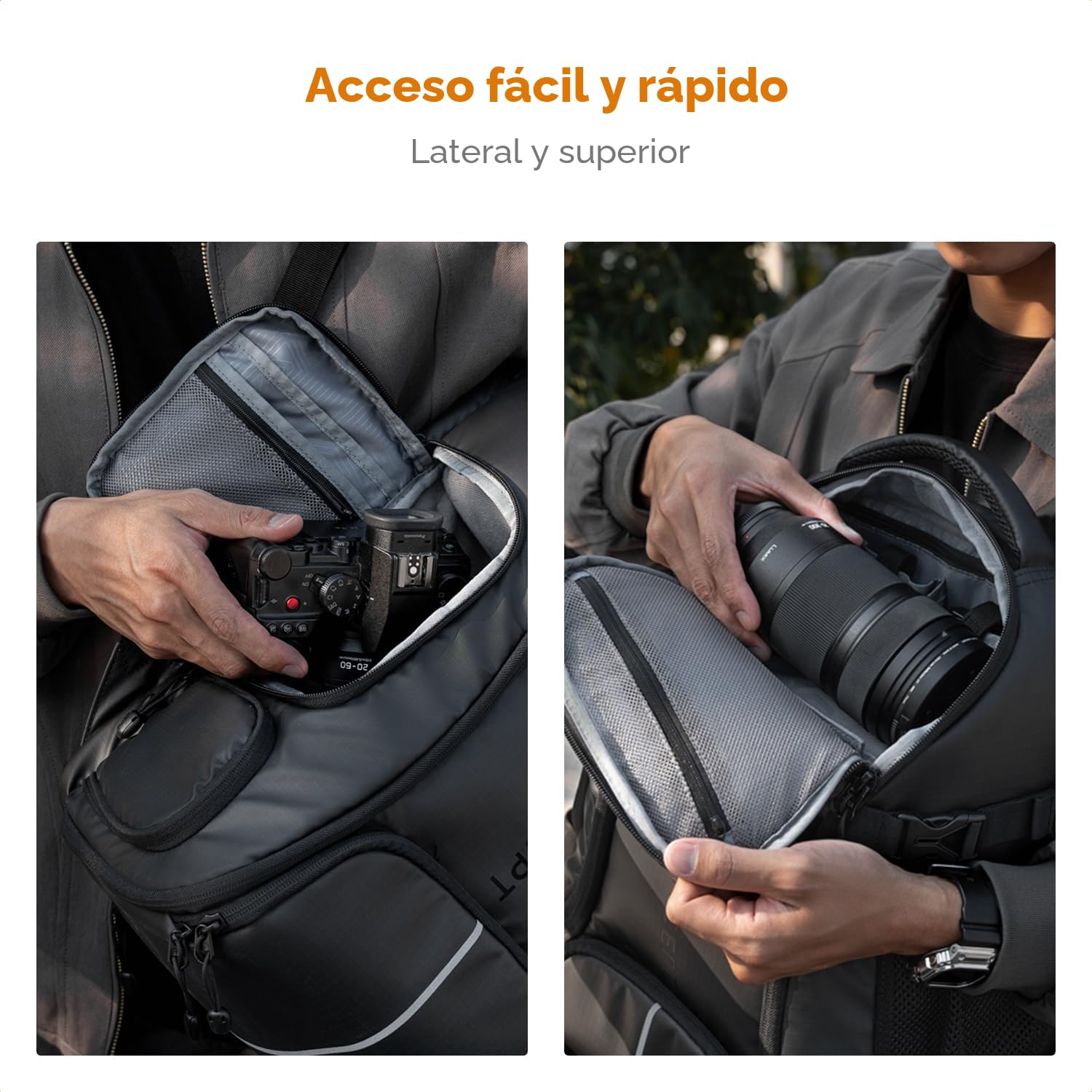 K&F Concept Mochila para cámara, bolsa de cámara de gran capacidad de 25 L para fotógrafos con protector de lluvia y compartimento para laptop de 15.6 pulgadas compatible con dron Canon/Nikon/Sony/DJI