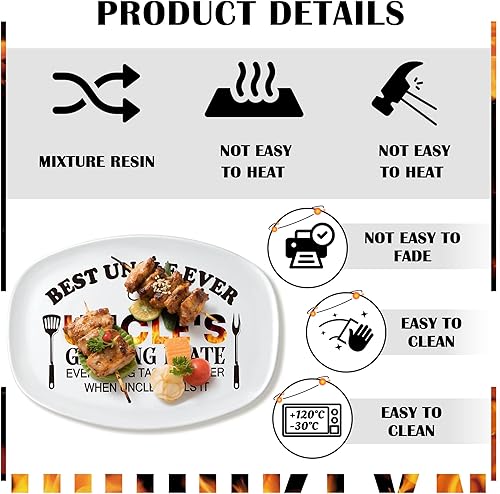 Miniatura 10 de R HORSE Plato de parrilla para padre, plato de regalo para abuelo, barbacoa, plato blanco ovalado, para servir abuelo, hombres, día del padre,