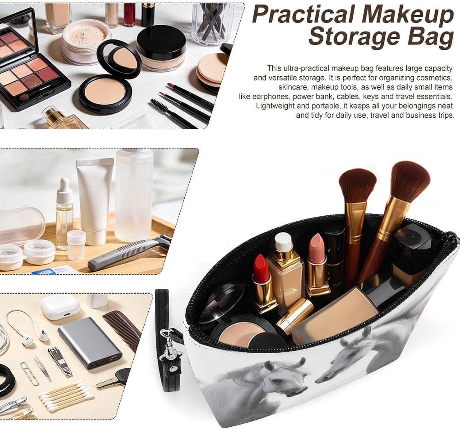 Handheld Makeup Bag, Multifunctional Storage Travel Toiletry Bag image 4