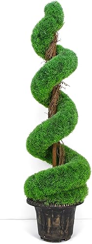 AMERIQUE Hermosa planta artificial de 5 pies de ancho y denso boj en espiral Topiary de seda con protección UV con maceta decorativa, tecnología disponible en Yaxa Colombia