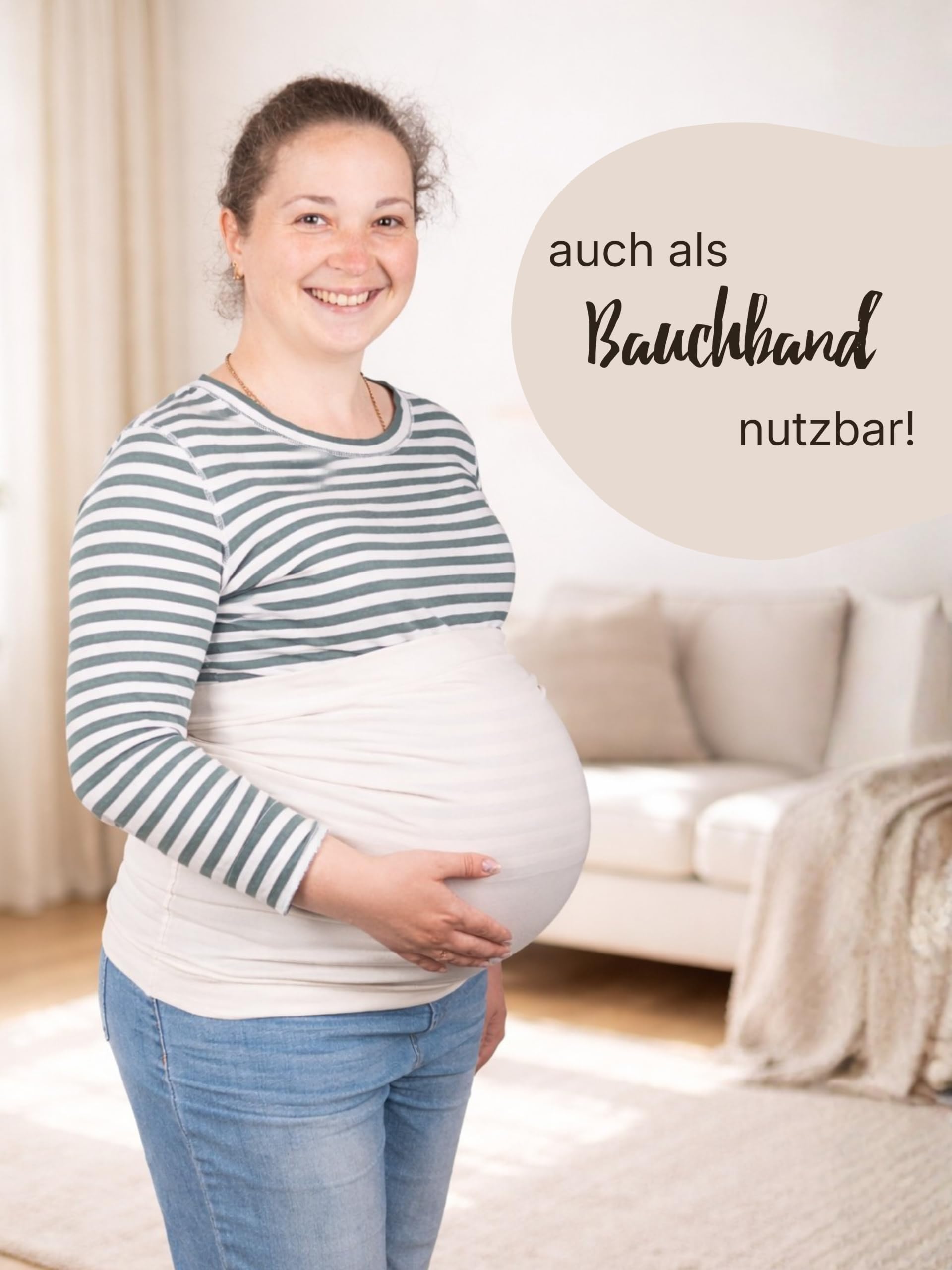 Bandeau Peau à Peau pour Nouveau-Nés - Support Kangourou - Qualité Bio, Couleur Beige, Taille XL