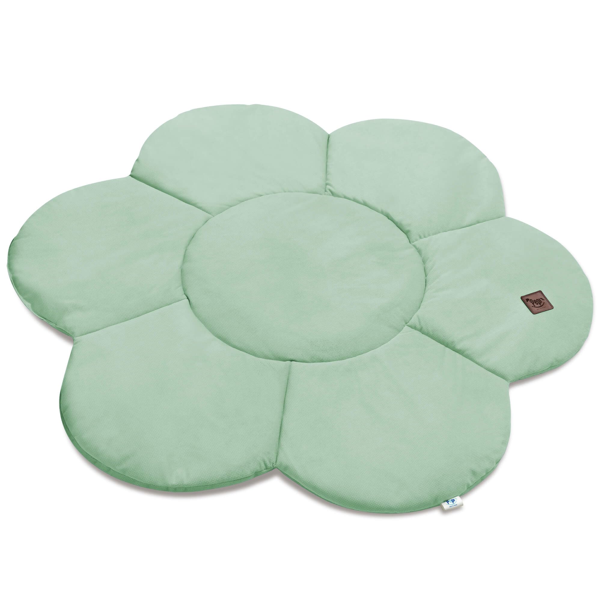 Baby Spielmatte 130x130 cm – Große Krabbelmatte in Blumenform – Weiche 3cm Schaumstoffmatte aus Velvet – Faltbar & Waschbar – Spielteppich für Babys & Kleinkinder (hellgrün)