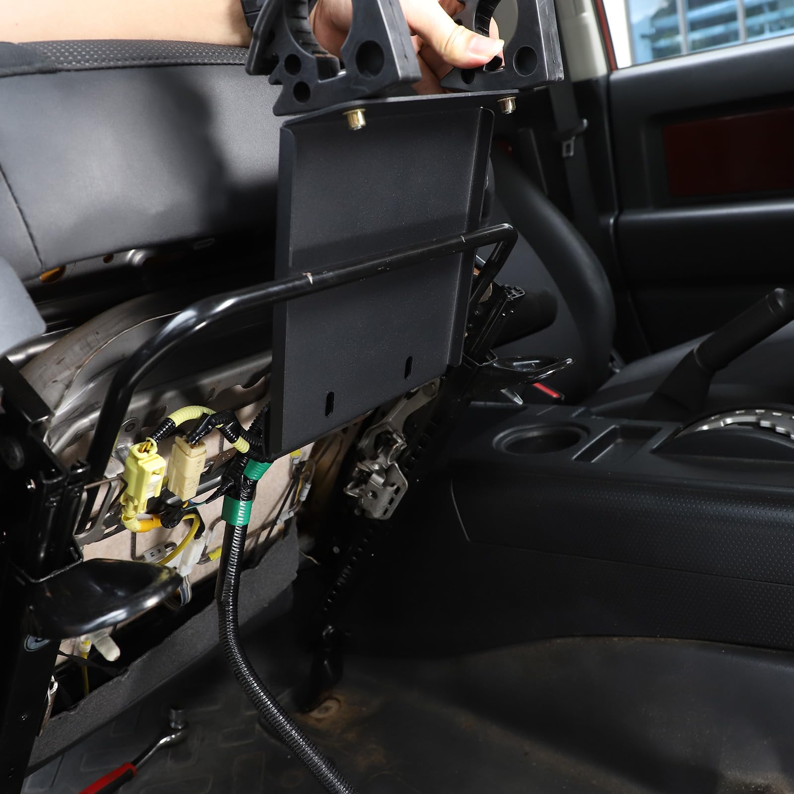 Under-Seat Flashlight Mounting Bracket Compatible with TOYOT @FJ Cruiser2007-2021 Adjustable Flashlight Storage Bracket Under The Passenger Seat