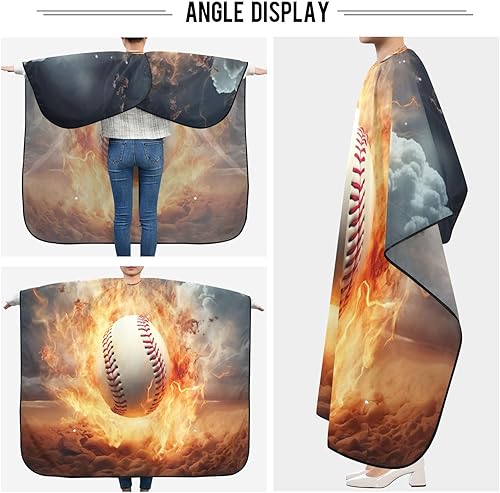 Miniatura 5 de SDMKA Capa de peluquería profesional de béisbol, impermeable, para corte de pelo, con cierre a presión, delantal multifuncional para hombres y