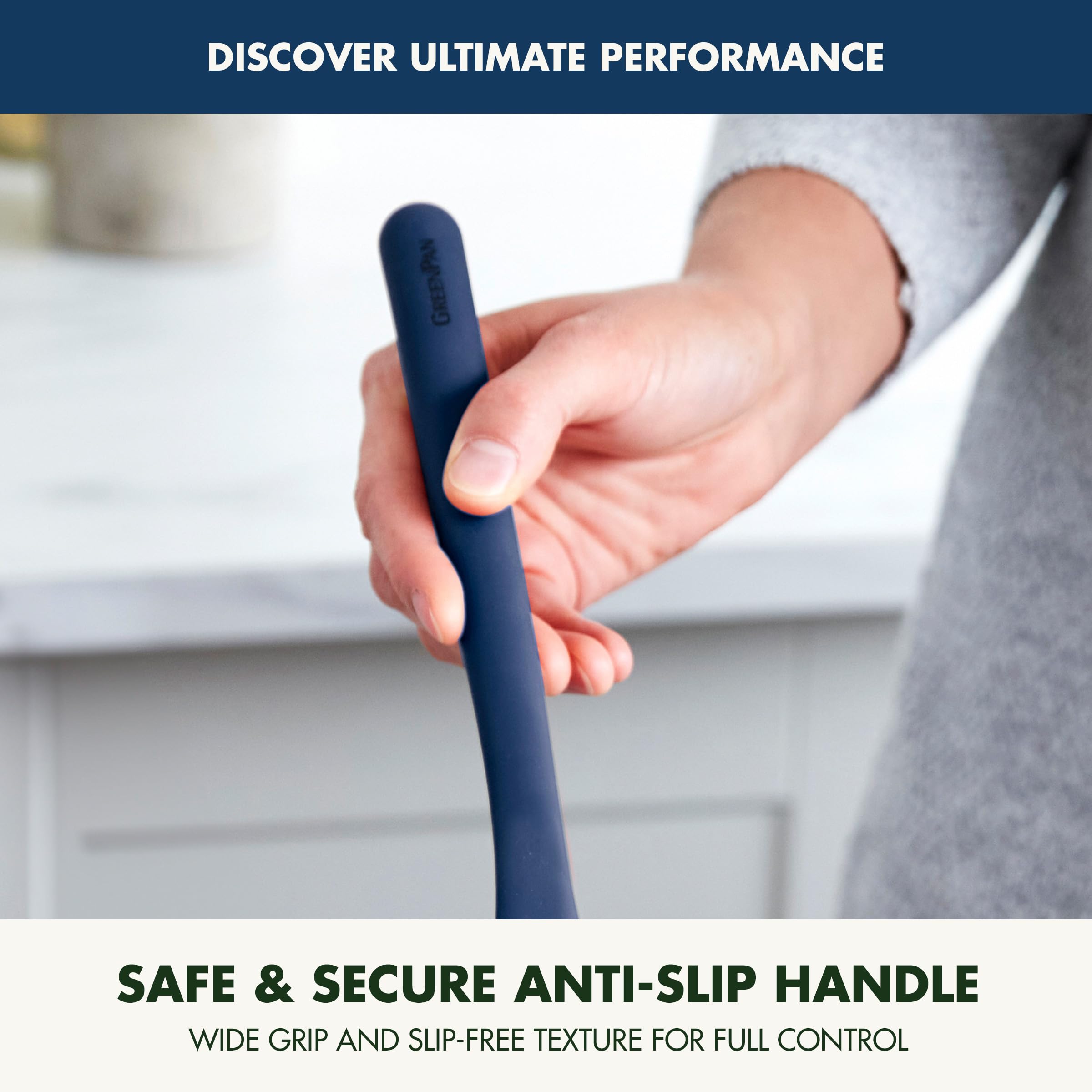 GreenPan Pfannenwender aus Platin-Silikon, robust, Oxford-Blau
