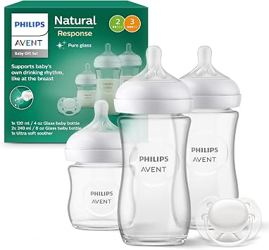 PHILIPS Philips Avent Kit Nouveau-Né en Verre – Biberons à Réponse Naturelle (SCD878/11)