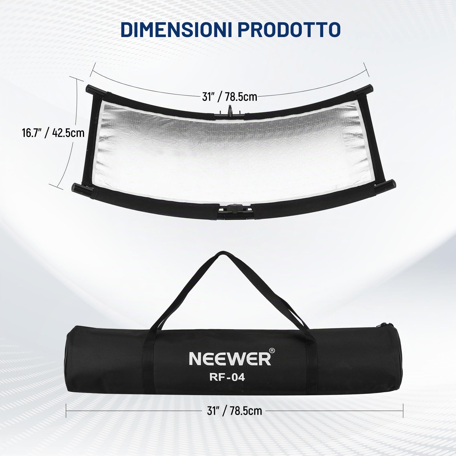 Riflettore NEEWER RF-04 A Forma Di Arco 75x40cm – Superfici Nero/Bianco/Oro/Argento, Inclinabile, Per Ritratti E Studio (Stativo Non Incluso) - 3