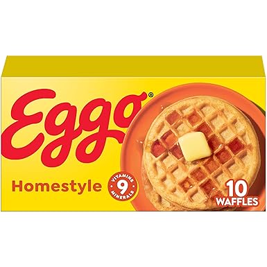 Eggo Frozen Waffles, Frozen Breakfast, Breakfast Food, Homestyle, 12.3oz Box (10 Waffles)