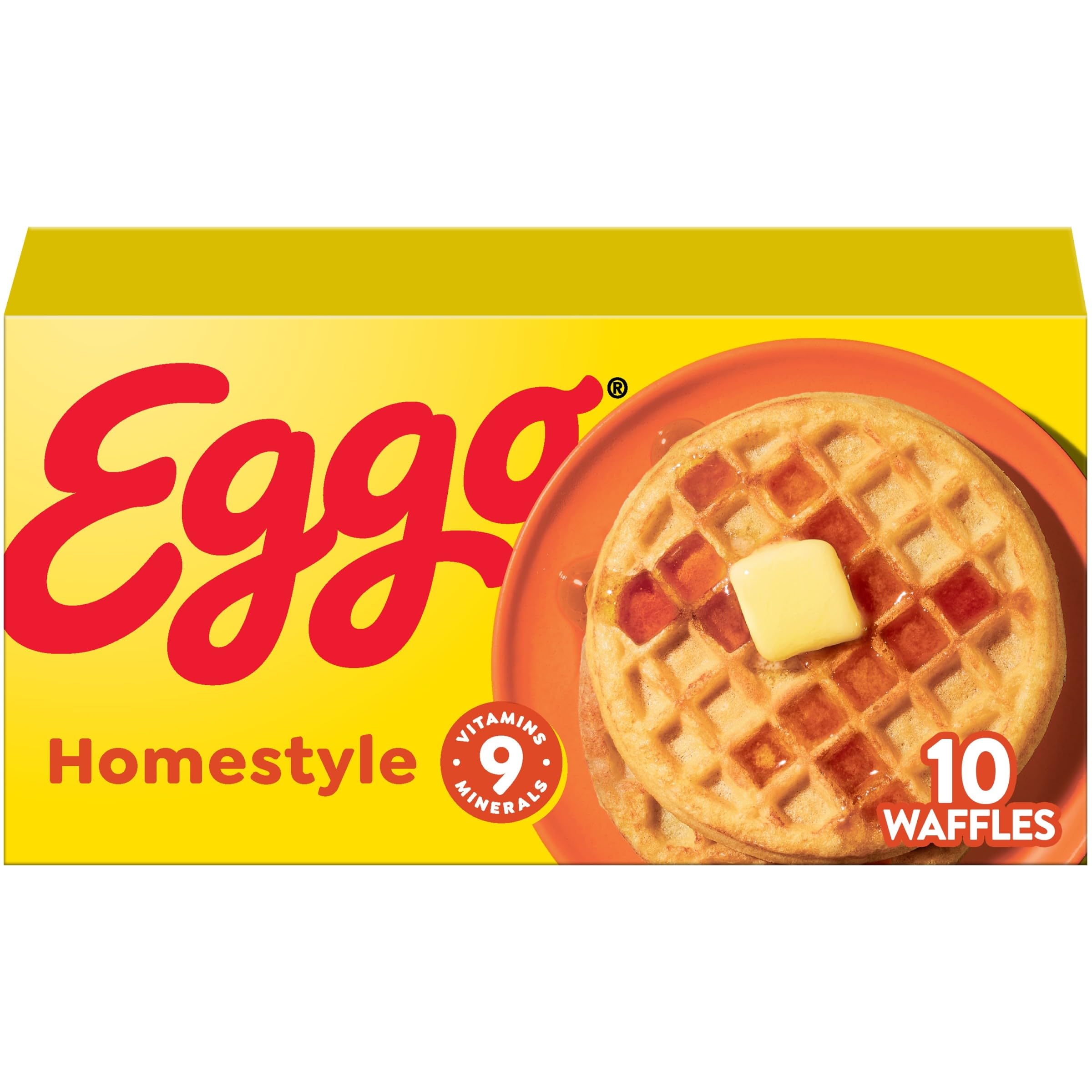 Frozen Waffles, Frozen Breakfast, Breakfast Food, Homestyle, 12.3oz Box (10 Waffles)
