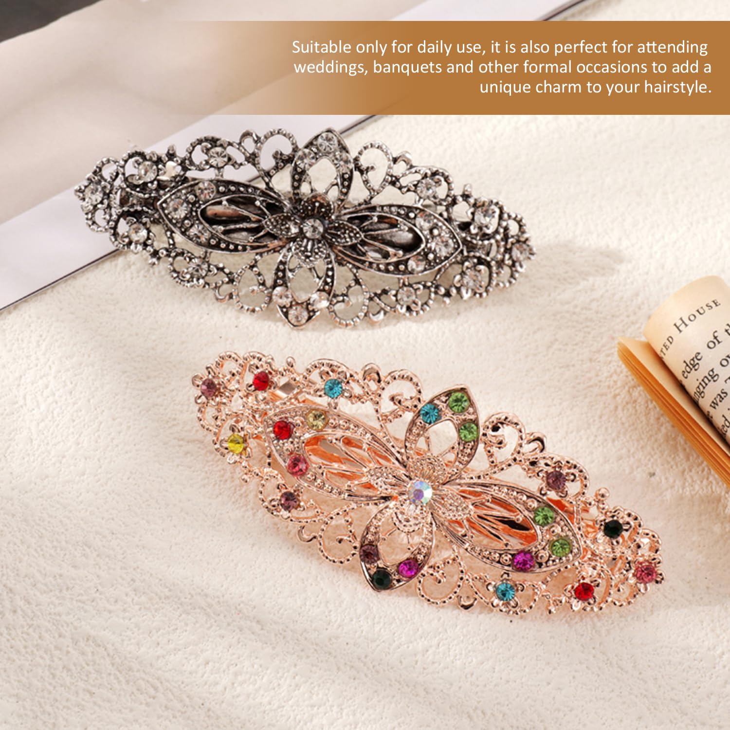 2 Pieces Updo Hair Clips, Retro Hair Clips, Ele Hair Clips, Rhinestone Hair Clips for Women Hair Style Decoration Hair Clips - Image 3