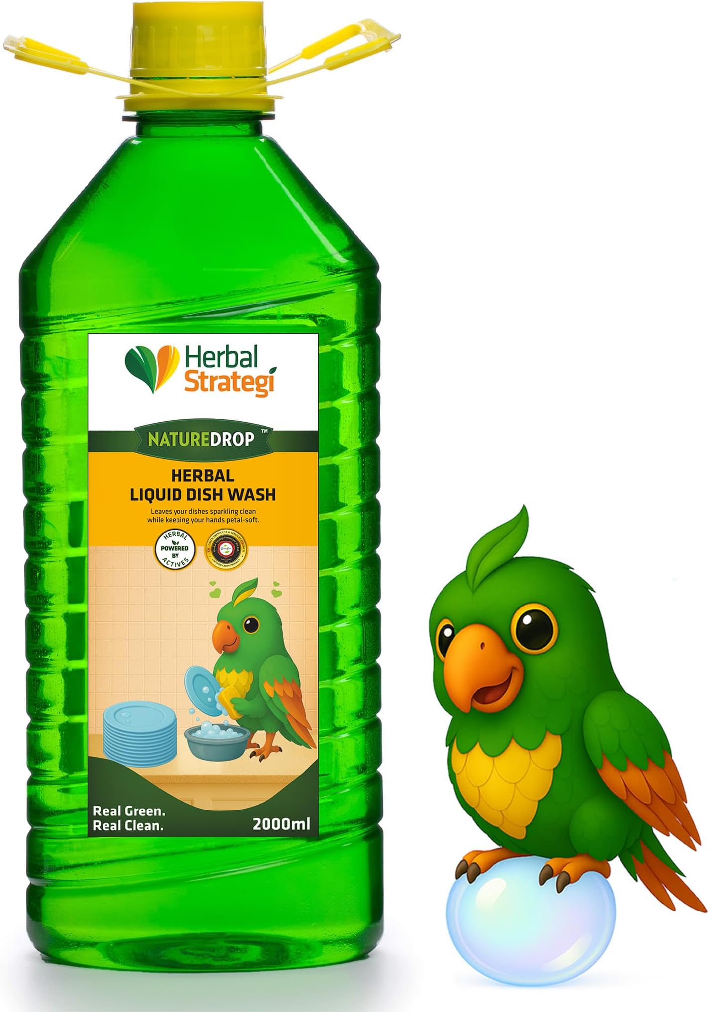 NatureDrop Dishwash Liquid 2L | Baby & Pet Safe | Khanewala Clean - Food Grade Safety | No Toxic Residue | Certified Eco-Friendly & Plant-Based