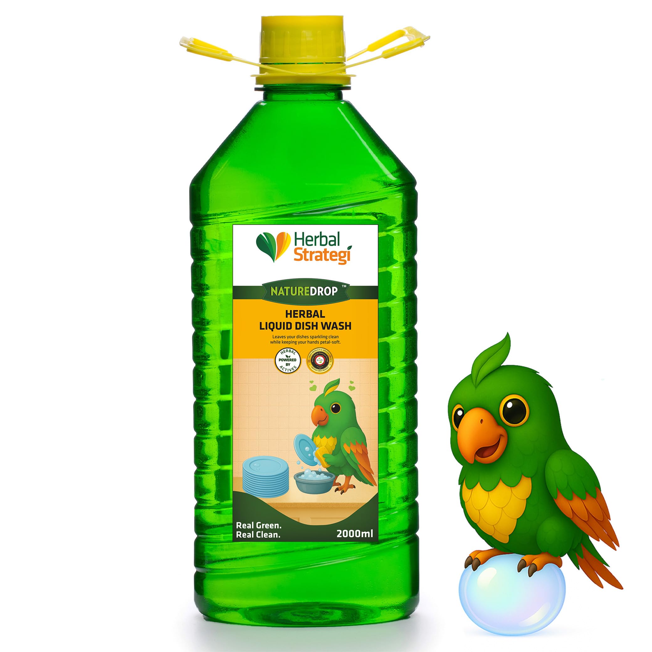 NatureDrop Dishwash Liquid 2L | Baby & Pet Safe | Khanewala Clean - Food Grade Safety | No Toxic Residue | Certified Eco-Friendly & Plant-Based