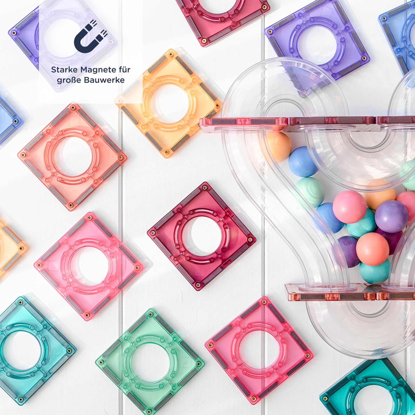CONNETIX Magnetbausteine Pastell Ball Run Packen, 106 Stück