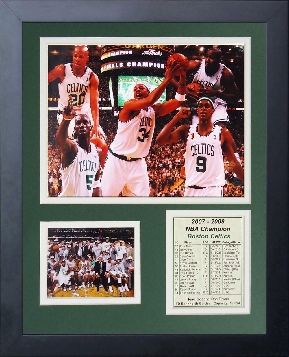Legends Never Die 2008 Boston Celtics NBA Champions Collage Photo Frame, 11" x 14", (12318U)