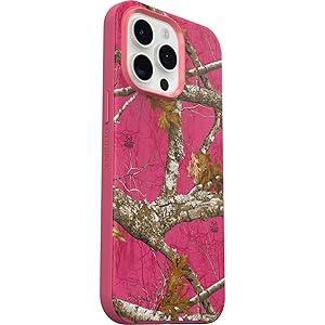 OtterBox iPhone 15 Pro MAX (Only) Symmetry Series Case - Realtree Flamingo Pink, Snaps to MagSafe, Ultra-Sleek, Raised Edges Protect Camera & Screen