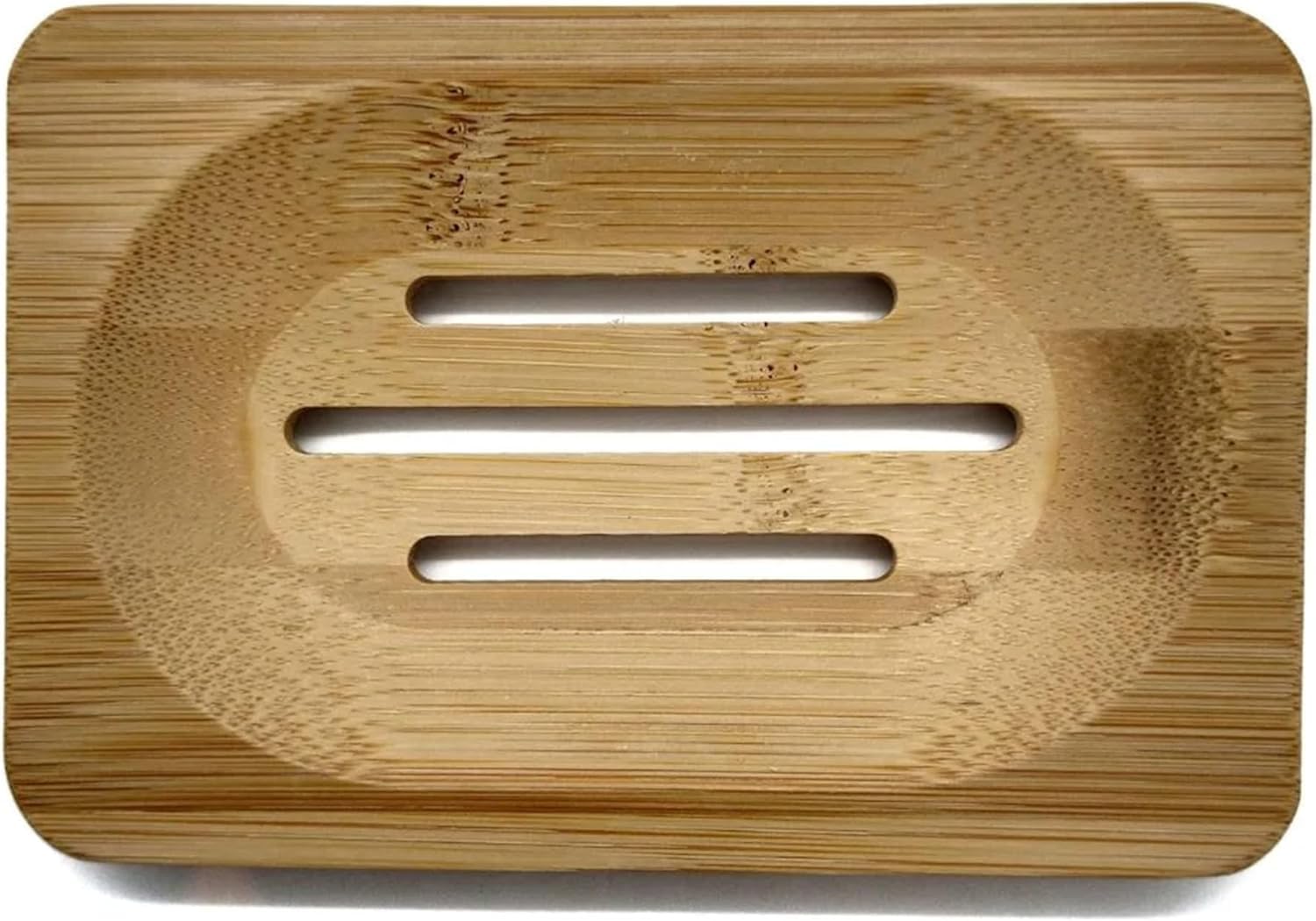 Kandid Light Wood Bamboo Soap Dish With Soft Pads And Drip Holes - 12Cm X 8Cm X 1.3Cm - Ideal For Sink Or Shower Storage