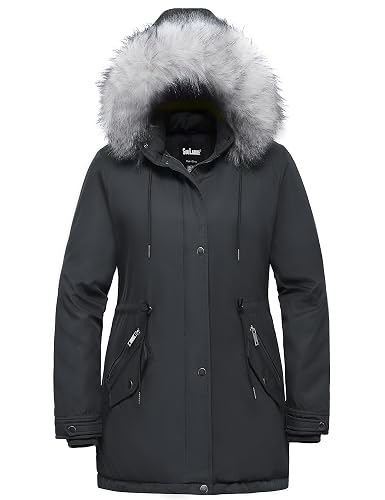 Soularge Women's Plus Size Winter Insulated Parka Coat with Hood (Grey, 1X)