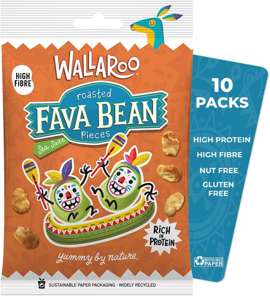 – Roasted Fava Beans - Sea Salt | Gluten Free, Vegan, Nut Free, Crisp, High Fibre, High Protein Snack | Healthy Snacks for Adults and Kids | Broad Bean Snacks | Multipack 10x30g