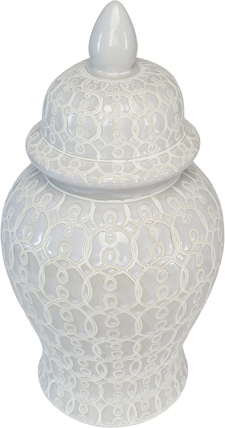 Kavana Decor Elemental Jar- Handmade and Hand Painted in Multi-Tonal Shades of Cream, Taupe, & Gray (29-999)