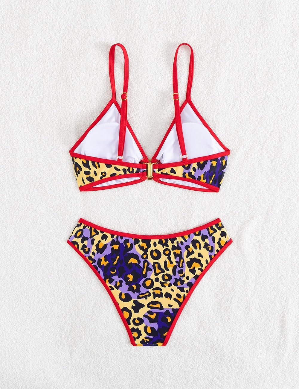 Tainehs Women's Two Piece Bikini Sets O Ring Front Top Ditsy Floral Triangle Swimsuits Cheeky Bathing Suit - Image 5