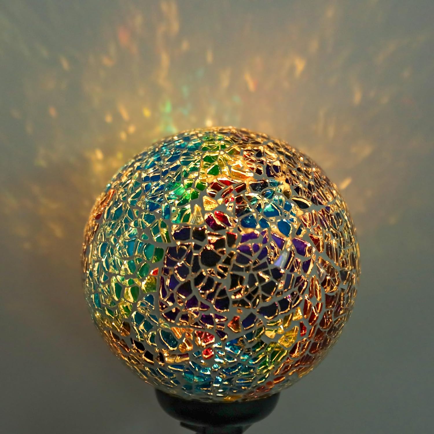 Solar Garden Lights Outdoor Decorative - Solar Gazing Ball Mosaic Garden Stakes Decorative Waterproof Outdoor Lights for Pathway Yard Lawn Decoration Multi