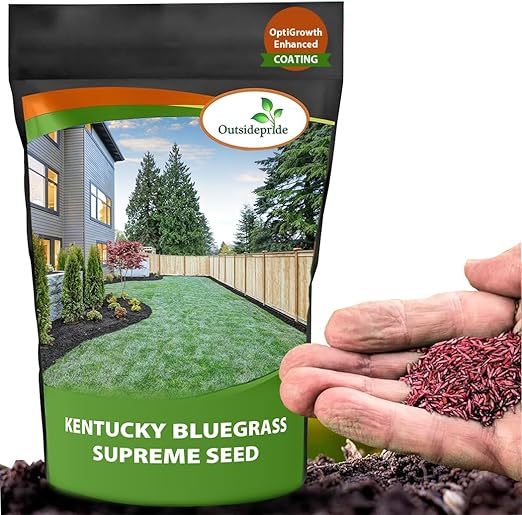 Outsidepride Supreme Kentucky Bluegrass Seed Mix - 5 lbs Cold Tolerant, Fine-Textured Turf Type Lawn Grass w/OptiGrowth Coating for Seed Enhancement, Ideal for Home, Parks, & Athletic Fields