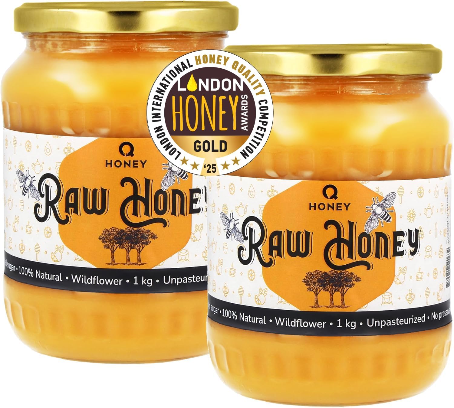 Pure Raw Honey 2KG Gold Award Winner of London International Honey Quality Competition 2025